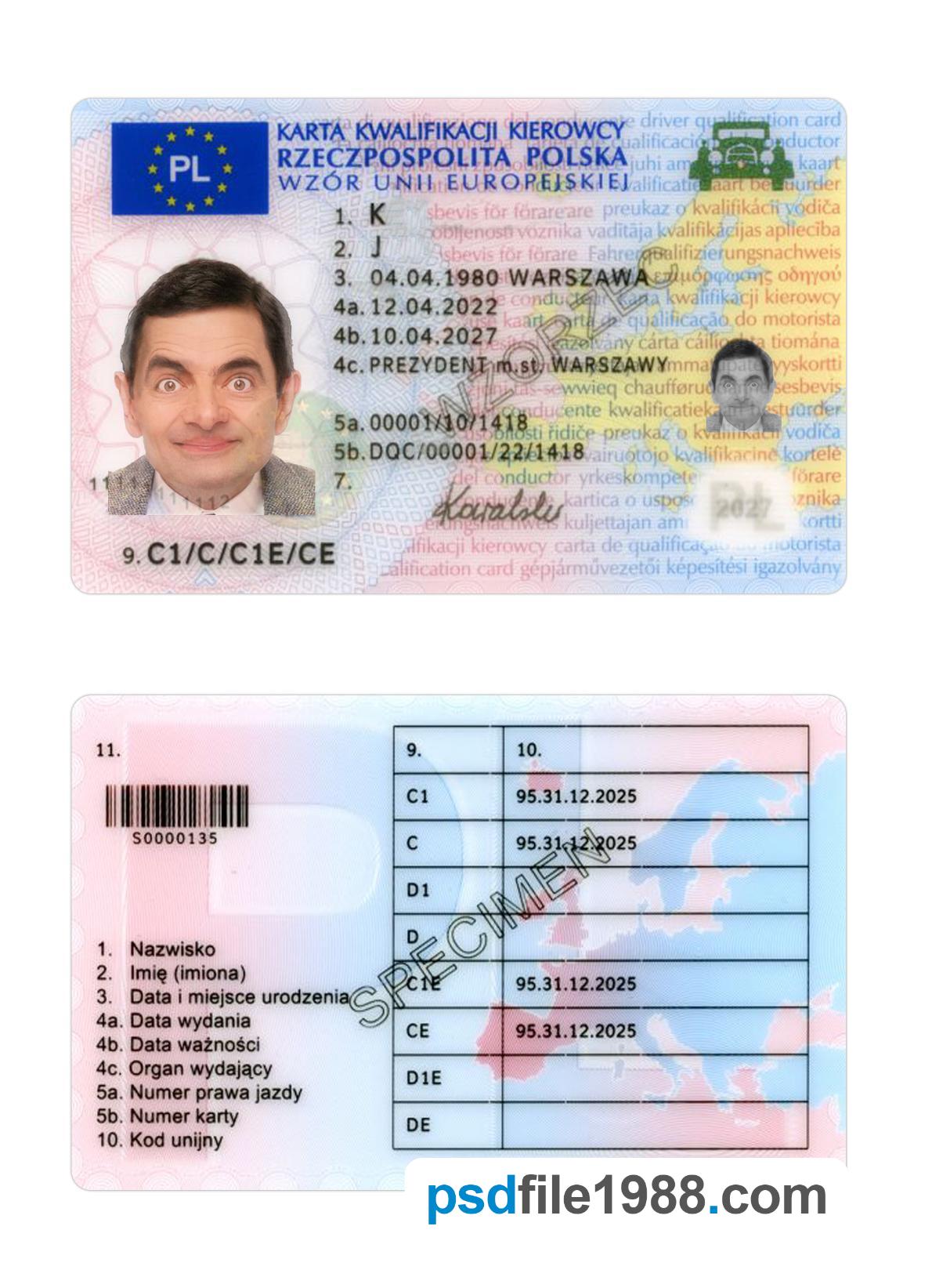 Poland Driving License 2022-Present
